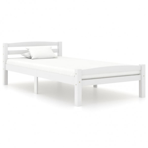 Estructura de cama de madera maciza de pino blanca 90x200 cm D