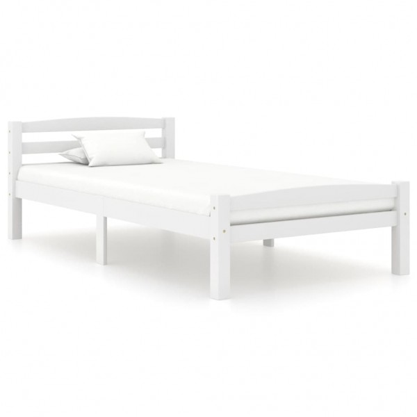 Estructura de cama de madera maciza de pino blanca 100x200 cm D