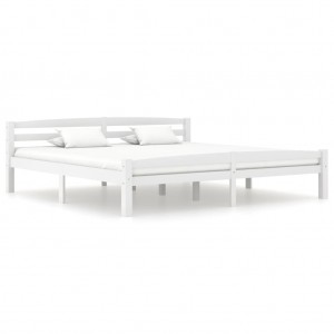 Estructura de cama de madera maciza de pino blanca 180x200 cm D