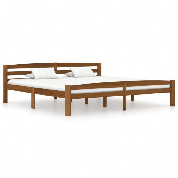 Estructura de cama madera maciza pino marrón miel 200x200 cm D