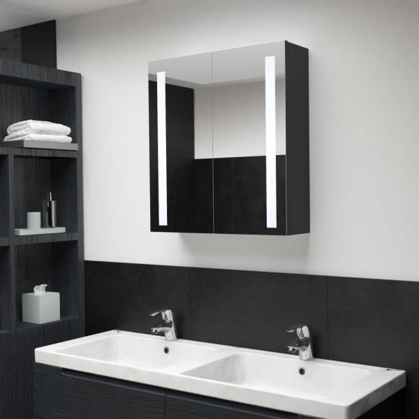 Mueble de baño con espejo LED 62x14x60 cm D