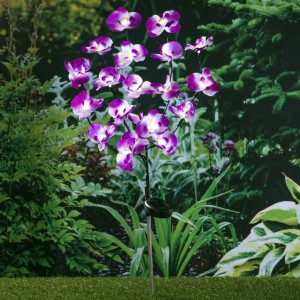 HI Lâmpada solar LED de jardim em forma de orquídea 75 cm D