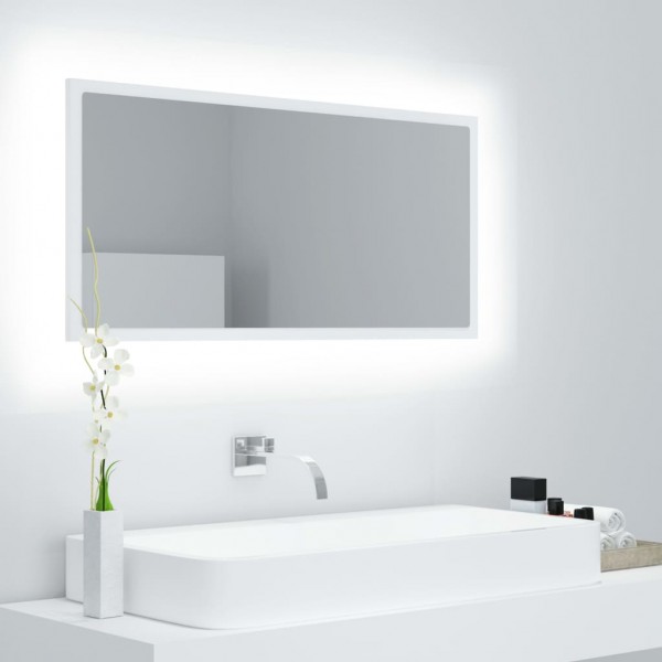 Espelho de banheiro LED acrílico branco 90x8.5x37 cm D