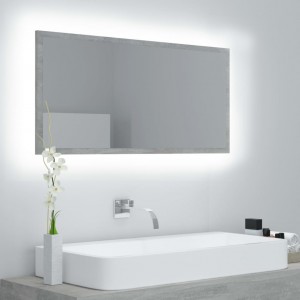 Espejo de baño LED acrílico gris hormigón 90x8.5x37 cm D