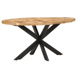 Mesa de jantar de madeira de mangue áspero 160x90x75 cm D