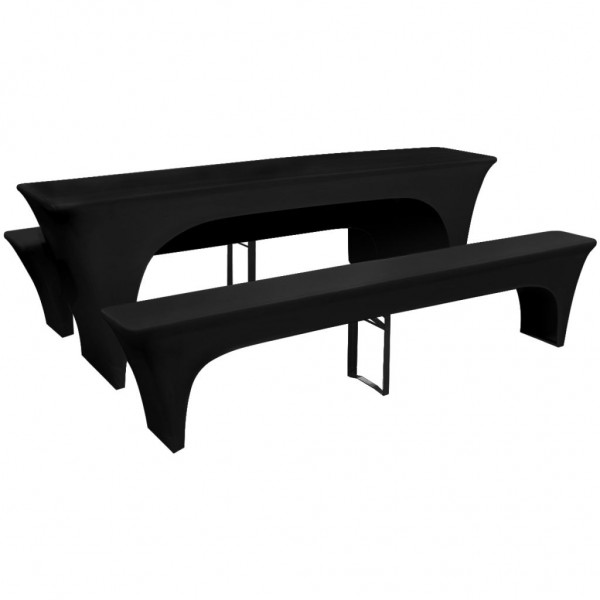3 capas pretas esticáveis para mesa e 2 bancos 220x70x80 cm D