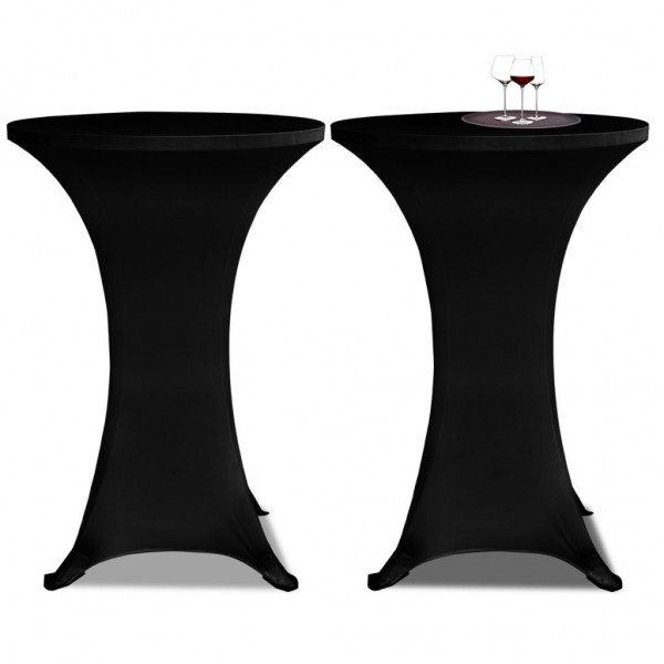 2 Manteles negros ajustados para mesa de pie - 70 cm diámetro D