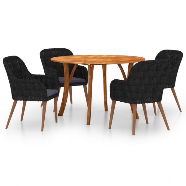 Juego de comedor para jardín 5 piezas negro Juego de comedor para jardín 5 piezas negro D