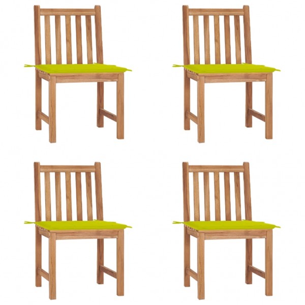 Cadeiras de jardim 4 unidades madeira maciça de teca com almofadas D