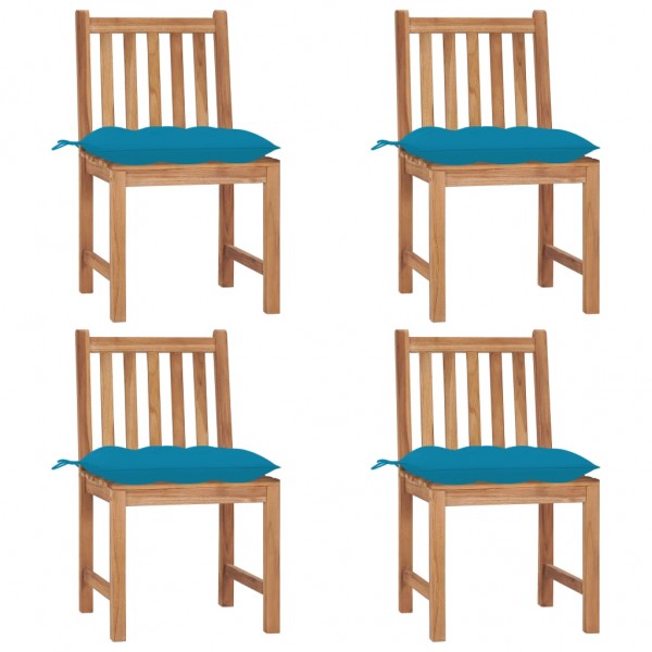 Cadeiras de jardim 4 unidades madeira maciça de teca com almofadas D