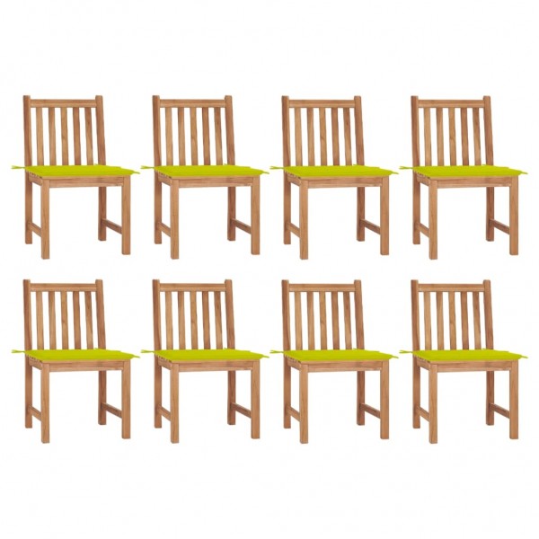 Cadeiras de jardim 8 unidades madeira de teca com almofadas D