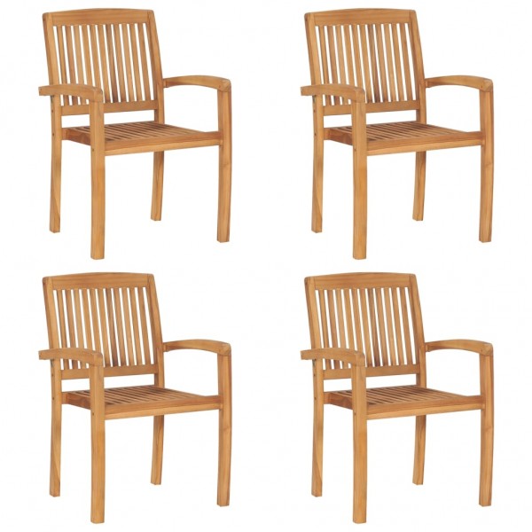 Cadeiras de jardim empilháveis 4 unidades madeira maciça de teca D