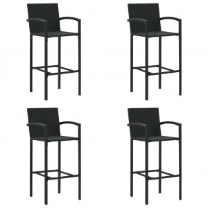 Taburetes de cocina 4 unidades ratán sintético negro D