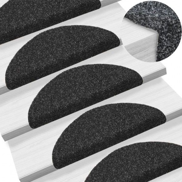 Alfombrillas de escaleras autoadhesivas 5 uds negro 56x17x3 cm D