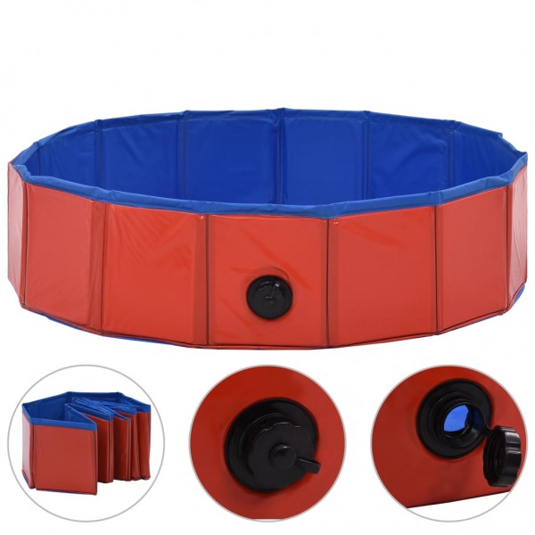 Piscina para perros plegable PVC rojo 80x20 cm M 2