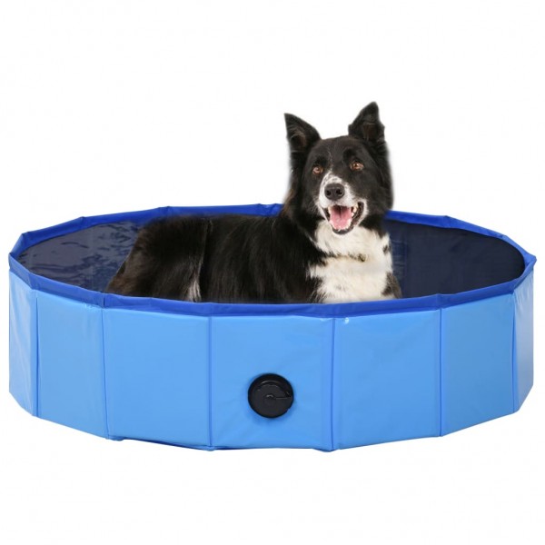Piscina para perros plegable PVC azul 80x20 cm D