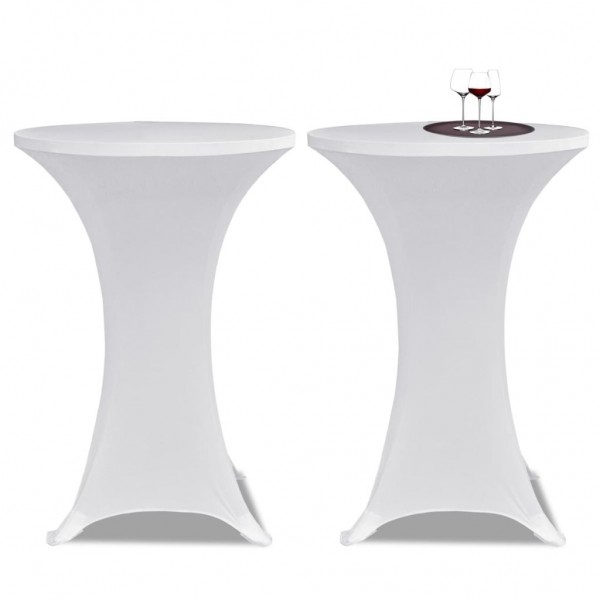 2 Manteles blancos ajustados para mesa de pie - 70 cm diámetro D