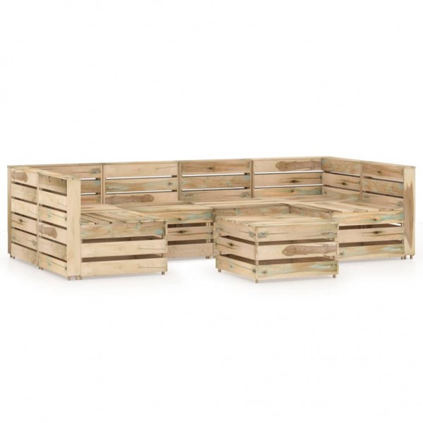 Set de muebles de jardín 7 pzas madera de pino impregnada verde D