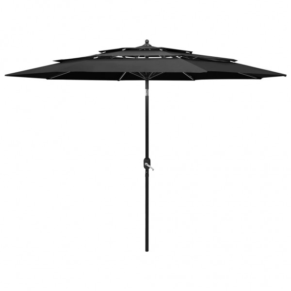 Um guarda-chuva de 3 níveis com um poste de alumínio anthracite de 3 m D