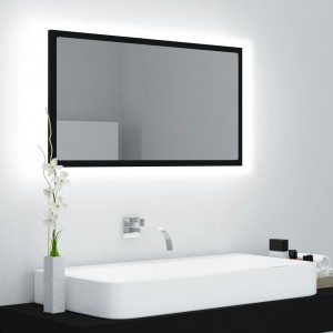 Espejo baño LED negro acrílico 80x8.5x37 cm D