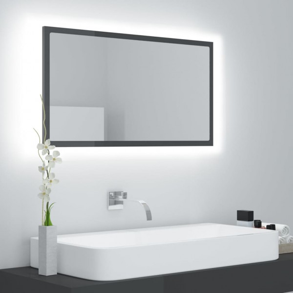 Espejo de baño acrílico gris brillo 80x8.5x37 cm D