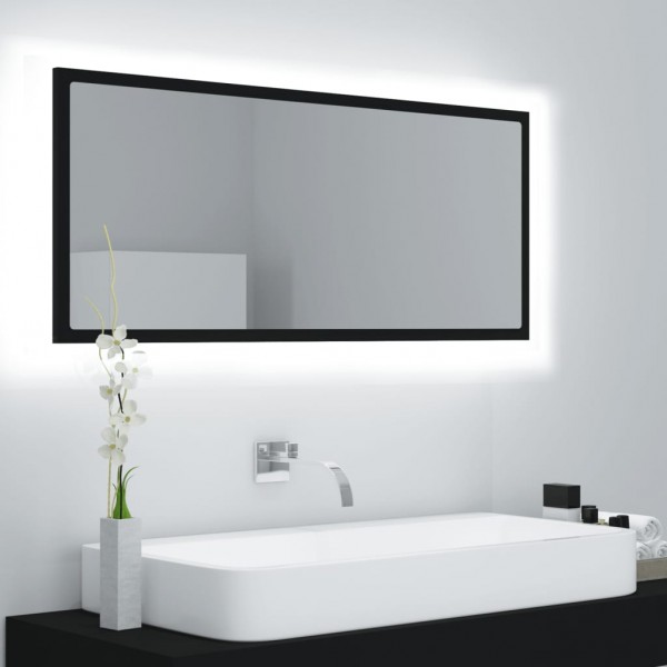 Espejo de baño LED acrílico negro 100x8.5x37 cm D