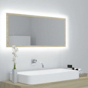 Espejo de baño LED acrílico color roble Sonoma 100x8.5x37 cm D