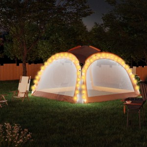 Tenda de festa LED 4 paredes cinza e laranja 3.6x3.6x2.3 m D