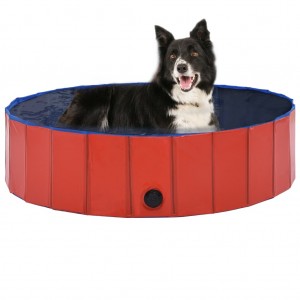 Piscina para perros plegable PVC rojo 120x30 cm D