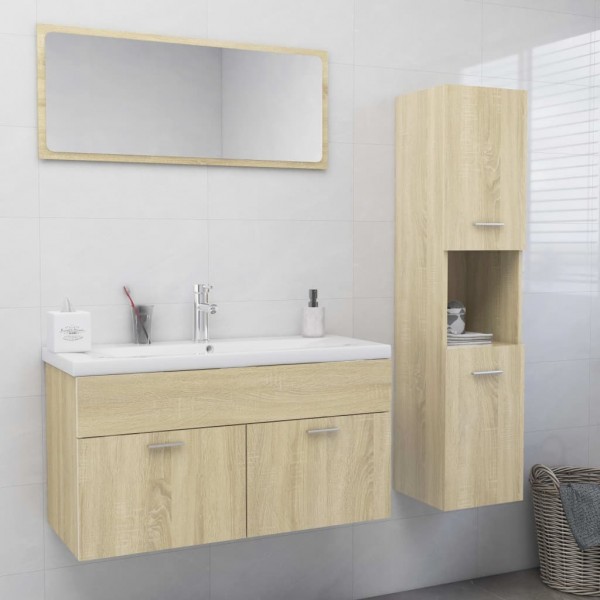 Conjunto de mobiliário de banheiro aglomerado de carvalho Sonoma D