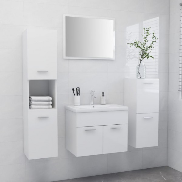 Conjunto de muebles de baño aglomerado blanco brillante D