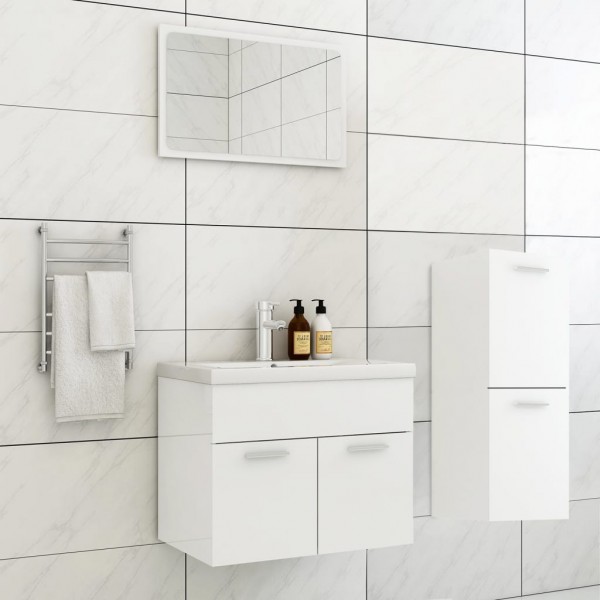 Conjunto de muebles de baño aglomerado blanco brillante D