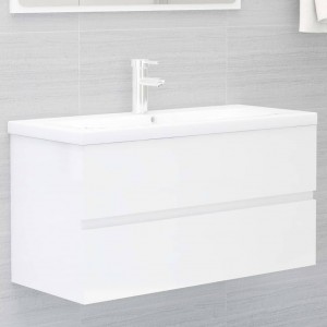 Mobiliário com lavabo branco brilhante aglomerado D
