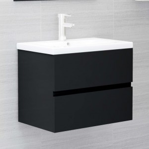 Mobiliário com lavabo preto brilhante aglomerado D