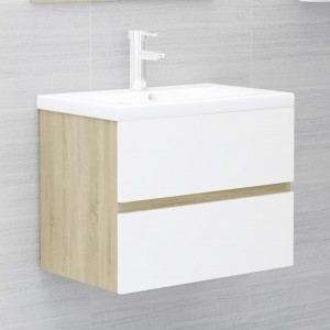 Mueble con lavabo aglomerado blanco y roble Sonoma D