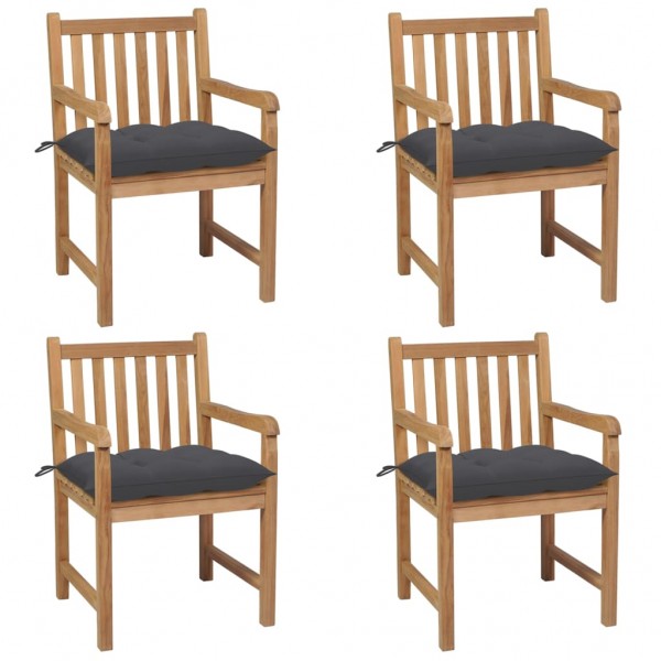 Cadeiras de jardim de teca e almofadas de teca D