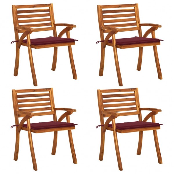 Cadeiras de jardim com almofadas 4 unidades madeira maciça de acacia D
