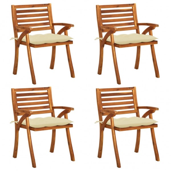 Cadeiras de jardim com almofadas 4 unidades madeira maciça de acacia D