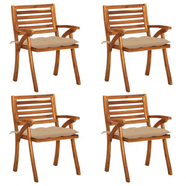 Cadeiras de jardim com almofadas 4 unidades em madeira de acácia maciça D