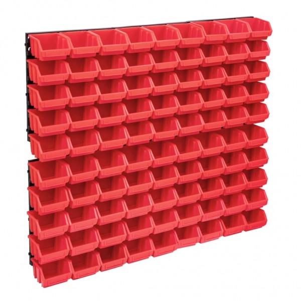 Kit de cajas de almacenaje 96 pzas paneles de pared rojo negro D