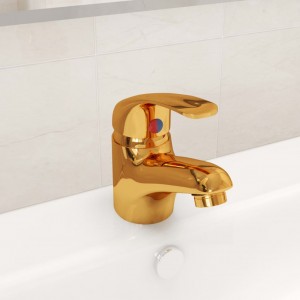 Grifo mezclador de lavabo dorado 13x10 cm