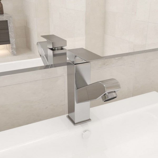 Grifo de lavabo de baño función extraíble plateado 157x172 mm D