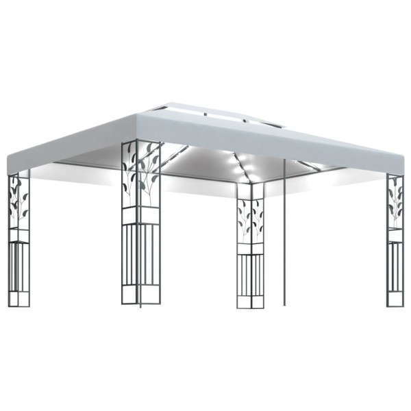 Sala de jantar com teto duplo e faixa de luzes LED branco 3x4 m D