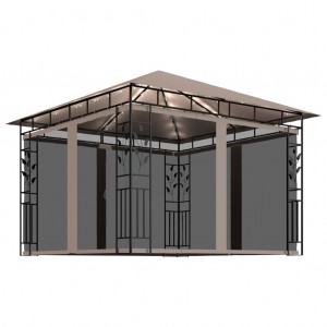 Cenário contra mosquitos e tira de luz LED taupé 3x3x2.73m 180 g/m2 D