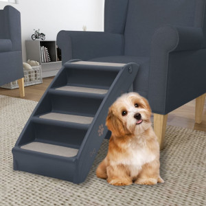 Escalera para perros plegable de 4 peldaños gris oscuro D