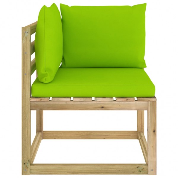 Sofá de canto de jardim com almofadas de madeira verde impregnada D