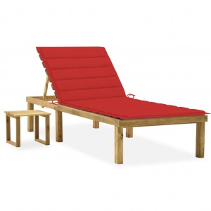 Cama de jardim com mesa e almofada de madeira de pinho impregnada D