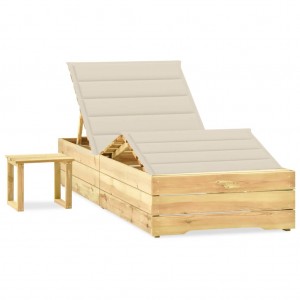 Cama de jardim com mesa e almofada de madeira de pinho impregnada D