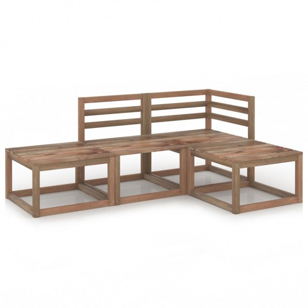 Mobiliário de jardim 4 almofadas madeira de pinho impregnada marrom D
