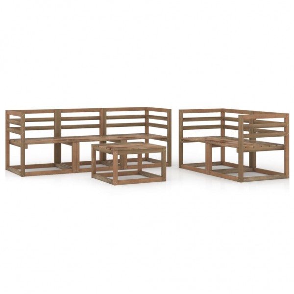 Muebles de jardín 6 pzas marrón madera de pino impregnada D